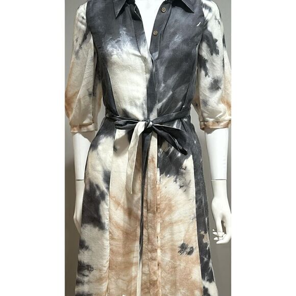$5490 Gabriela Hearst Daisy Belted Tie-dyed Cashmere and Silk Maxi Dress Size 2 - Picture 8 of 12